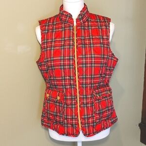 St John's Bay Women's Quilted Christmas Vest Red & Green Plaid, Festive Size PM
